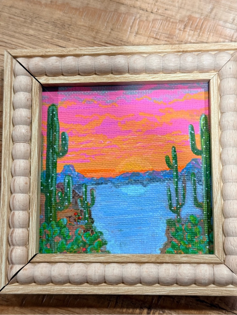 Framed Desert Sunset Canvas Art - Pink, Orange, Blue